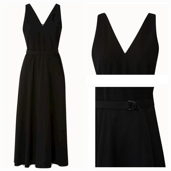 AKRIS PUNTO D-RING BELTED V-NECK MIDI WRAP DRESS, SIZE 10 - Picture 8 of 8